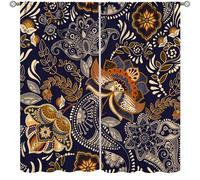 TFOSO Bohemian Floral Curtains,Retro Boho Mandala Indian Abstract Art Home Decor Drape for Bedroom Living Room Kitchen Window Treatment 2 Panels Set Total Size 63" W X 72" L Inch