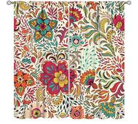 TFOSO Boho Floral Curtains,Colourful Abstract Art Flower Pattern Home Decor Drape for Bedroom Living Room Kitchen Window Treatment 2 Panels Set Total Size 42" W X 54" L Inch