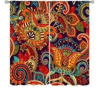 TFOSO Boho Floral Curtains,Retro Colourful Paisley Flower Abstract Pattern Art Home Decor Drape for Bedroom Living Room Kitchen Window Treatment 2 Panels Set Total Size 42" W X 45" L Inch
