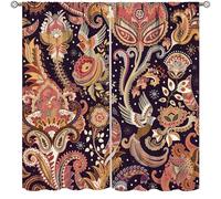 TFOSO Boho Floral Curtains,Vintage Abstract Art Paisley Flower Birds Art Home Decor Drape for Bedroom Living Room Kitchen Window Treatment 2 Panels Set Total Size 63" W X 72" L Inch