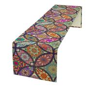 TFOSO Boho Floral Table Runner,Colorful Flower Retro Bohemian Table Cloth Kitchen Dining Table Home Party Decoration 13x60 Inch