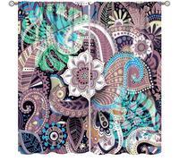 TFOSO Boho Mandala Floral Curtains,Vintage Abstract Paisley Flower Pattern Art Home Decor Drape for Bedroom Living Room Kitchen Window Treatment 2 Panels Set Total Size 42" W X 45" L Inch