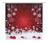 TFOSO Christmas Shower Curtain,Red Merry Xmas Glitter Sparkle Snowflake Winter New Year Holiday Bathroom Curtain Polyester Waterproof Fabric Decor 72x72in（183x183cm）