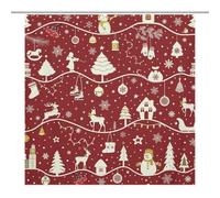 TFOSO Christmas Shower Curtains,Winter Xmas Tree Reindeer Snowman Snowflake Bathroom Curtain Polyester Waterproof Fabric Decor 72x72in（183x183cm）