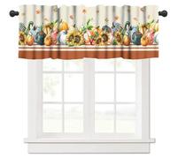 TFOSO Fall Kitchen Valance Curtains,Autumn Pumpkin Maple Leaves Farmhouse Decor Drape for Living Room Window Treatment 1 Panel 54" W x 18" L Inch