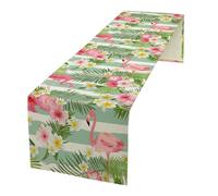 TFOSO Flamingo Table Runner,Seasonal Palm Leaf Print Table Runner for Home Kitchen Table Decor Dining Coffee Room Party Decor 13x90 Inch