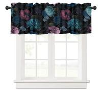 TFOSO Floral Valance Curtains,Vintage Gothic Style Flowers Short Drapes for Kitchen Cafe Farmhouse Rod Pocket Window Treatment 1 Panels Set 54" W x 18" L Inch