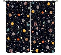 TFOSO Galaxy Curtain,Space Universe Nebula Sky Star Decor Drape for Kids Boys Girl Bedroom Living Room Nursery Kitchen Window Treatment 2 Panels Set Total Size 42" W X 45" L Inch