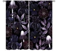 TFOSO Gothic Floral Curtains,Retro Bohemian Mushroom Plant Print Home Decor Drapes for Bedroom Living Room Kitchen Window Treatment 2 Panels Set Total Size 84" W X 84" L Inch