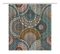TFOSO Mandala Shower Curtain,Vintage Bohemian Green Floral Art Print Bathroom Curtain Polyester Waterproof Fabric Decor 66x72in（168x183cm）