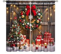 TFOSO Merry Christmas Curtains,Xmas New Year Merry Christmas Tree Gift Party Decor for Bedroom Living Room Kitchen Window Treatment 2 Panels Set Total Size 55" W X 63" L Inch