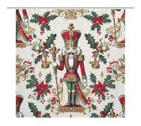 TFOSO Merry Christmas Shower Curtain,Cartoon Soldiers Xmas Floral Holiday New Year Bathroom Curtain Polyester Waterproof Fabric Decor 72x72in（183x183cm）