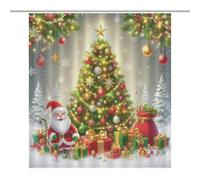 TFOSO Merry Christmas Shower Curtain,Christmas Tree Gifts New Year Holiday Bathroom Curtain Polyester Waterproof Fabric Decor 66x72in（168x183cm）