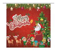 TFOSO Merry Christmas Shower Curtain,Cute Santa Claus Xmas Tree Winter Holiday New Year Bathroom Curtain Polyester Waterproof Fabric Decor 72x72in（183x183cm）