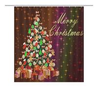 TFOSO Merry Christmas Shower Curtain,Merry Xmas Tree Glitter Snowflake New Year Holiday Bathroom Curtain Polyester Waterproof Fabric Decor 66x72in（168x183cm）