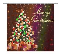 TFOSO Merry Christmas Shower Curtain,Merry Xmas Tree Glitter Snowflake New Year Holiday Bathroom Curtain Polyester Waterproof Fabric Decor 72x72in（183x183cm）