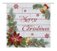 TFOSO Merry Christmas Shower Curtain,Red Xmas Snowflake Wooden Winter Holiday New Year Bathroom Curtain Polyester Waterproof Fabric Decor 72x72in（183x183cm）