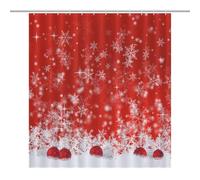 TFOSO Merry Christmas Shower Curtain,Red Xmas Snowflakes Holiday New Year Bathroom Curtain Polyester Waterproof Fabric Decor 66x72in（168x183cm）
