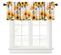 TFOSO Sunflower Kitchen Valance Curtains,Rustic Vintage Floral Drapes Farmhouse Dining Room Living Room Window Treatment 1 Panel Set 54" W x 18" L Inch