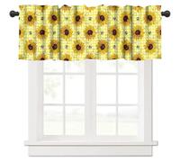 TFOSO Sunflower Kitchen Valance Curtains,Spring Bee Floral Yellow Short Drapes Dining Room Living Room Window Treatment 1 Panel Set 54" W x 18" L Inch