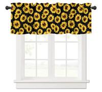 TFOSO Sunflower Valance Curtains,Country Farmhouse Floral Print Window Treatment Kitchen Dining Room Living Room Decoration Short Drapes 1 Panel Set 54" W x 18" L Inch