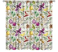 TFOSO Vegetables Kitchen Curtains,Vintage Botanical Seasoning Farmhouse Decor Drape for Bedroom Living Room Window Treatment 2 Panels Set Total Size 52" W X 84" L Inch