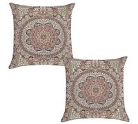 TFOSO Vintage Boho Floral Pillow Covers,Rustic Farmhouse Carpet Pattern Art Decor Pillow Cases for Bed Sofa Living Room Car Indoor and Outdoor 2 Set of 18x18
