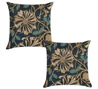 TFOSO William Morris Pillow Covers,Vintage Floral Botanical Art Short Plush Square Pillow Cases for Bed Sofa Living Room Car Indoor and Outdoor 2 Set of 16x16