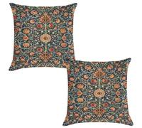 TFOSO William Morris Pillow Covers,Vintage Floral Short Plush Pillow Cases for Bed Sofa Living Room Car Indoor and Outdoor 2 Set of 18x18