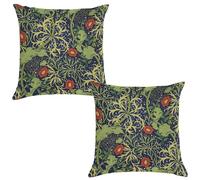 TFOSO William Morris Pillow Covers,Vintage Green Botanical Floral Art Pillow Cases for Bed Sofa Living Room Car Indoor and Outdoor 2 Set of 16x16