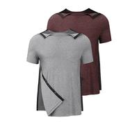 Tfovorlein Men's Post Shoulder Surgery Recovery Shirts Tear Away Short Sleeve Full Open Side Snap Dialysis Chemo Clothing, Grey&wine Red, XL