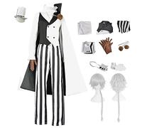TFRVMA Costume Men's Adult Uniform Cape Full Set Halloween With Wig, White Wig, S