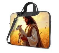 TFSW 15.6 Laptop Case Laptop Case 16 Inch Jesus Holding A Lamb In The Golden Field Laptop Bag Black Bag Laptop Backpack Women(29x38cm)