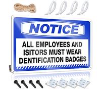TFSW Backyard Bar Decor Notice All Employees And Visitors Must Wear Identification Badges Tin Sign Metal Sign Decor Vintage Bar Signs For Home Bar Wa(30X40CM)