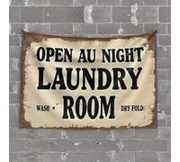 TFSW Bar Man Cave Decor Open Laundry Room: Wash, Dry, Fold At Night Tapestry Men Decor Earthy Room Decor(75X100CM)