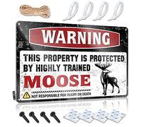 TFSW Bar Sign For Outdoor Bar Warning This Property Is Protected By A Highly Trained Moose Tin Sign Boys Bedroom Accessories Funny Tin Metal Signs(30X40CM)