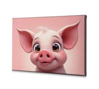 TFSW Bathroom Decorations Adorable Pig With Big Brown Eyes Canvas Decorative Picture Dining Room Decor Living Room Decor(40x60cm)