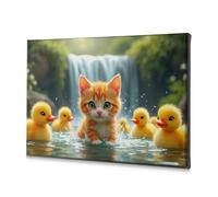 TFSW Bathroom Pictures Kitten And Ducklings In Nature Canvas Decorative Picture Pictures For Living Room Pictures For Living Room(20x30cm)