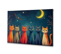 TFSW Bathroom Pictures Magical Night With Colorful Cats Canvas Decorative Picture Pictures For Living Room Pictures For Living Room(30x40cm)