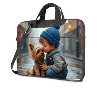 TFSW Black Bag Child And Dog In The Rain Laptop Bag Laptop Travel Backpack Carry On Bag(29x38cm)