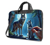 TFSW Black Bag Painting Wolves Under The Moonlight Laptop Bag Laptop Case 16 Inch Computer Backpack For Men(29x40cm)