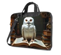 TFSW Black Bag Snowy Owl In The Library Of Knowledge Laptop Bag Laptop Case 16 Inch Computer Backpack For Men(26x36cm)