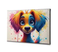 TFSW Christian Easter Decor Colorful Cartoon Dog Portrait Canvas Decorative Picture Bathroom Wall Art Bathroom Wall Decor(20x30cm)