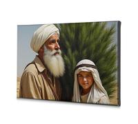 TFSW Christian Easter Decor Desert Journey: An Elderly Man And Young Boy Share Stories Canvas Decorative Picture Bathroom Wall Art Bathroom Wall Decor(20x30cm)