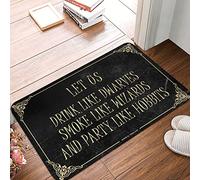 TFSW Classroom Welcome Mat Let Us Drink Like Dwarves Smoke Wizards And Party Hobbits Mat Fall Door Mats Outdoor Desk Accessories For Men(40X60CM)