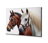 TFSW Coastal Wall Art Two Majestic Horses: A Beautiful Pair Canvas Decorative Picture Easter Decoration Farmhouse Decor(40x60cm)