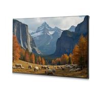 TFSW Decorations For Living Room Sheep Grazing In The Valley Of Autumn Canvas Decorative Picture Bathroom Art Wall Decor Room Decor(20x30cm)