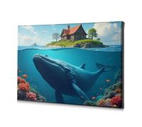 TFSW Decorative Plates Whale In The Underwater Paradise Canvas Decorative Picture Shabby Chic Decor Bathroom Wall Decor(40x60cm)