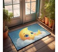 TFSW Doormat Indoor Entrance Funny Adorable Cartoon Moon In The Clouds Doormat Fall Outside Door Mats Welcome Mat Classroom(65X90CM)