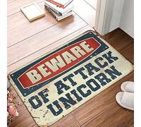 TFSW Fall Welcome Mats For Front Door Beware Of Attack Unicorn Rug Funny Doormat For Front Door Fall Door Decor(65X90CM)